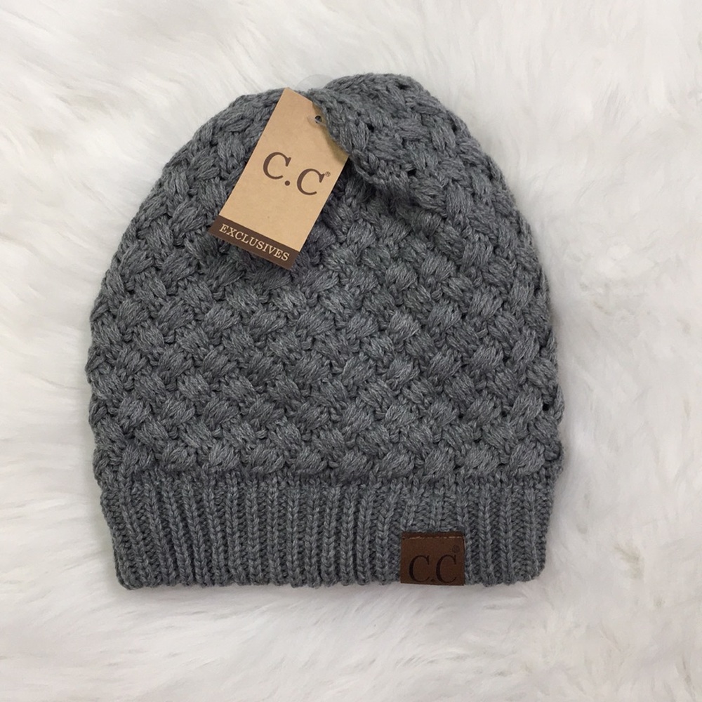 Grey Basked Weave C.C Beanie